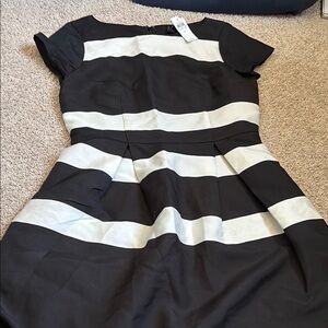 Elegant Black and White Striped Dress